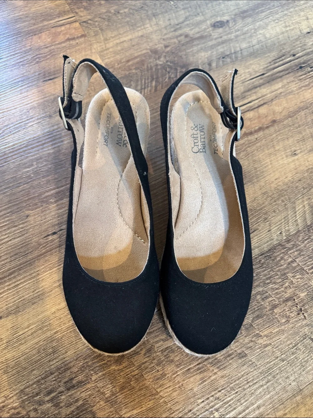 croft & barrow Black Closed-Toe Slingback Espadrille Wedges